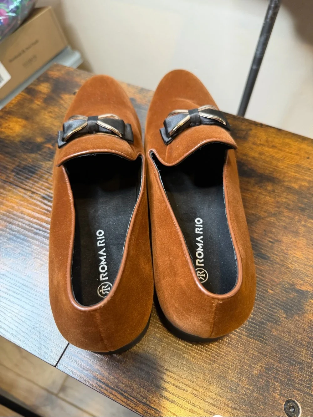 Romario Men's Velvet Slip-on Loafers in a cognac brown dark tan color Size 11
